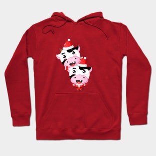 Cow Reindeer Hat Santa Christmas Lights Hoodie